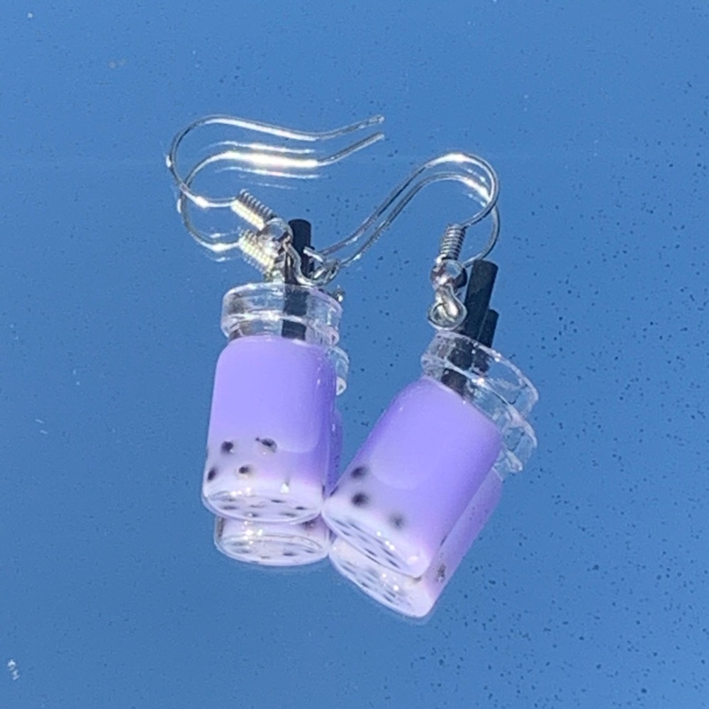 Purple Taro Boba earrings